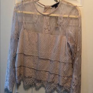 American Eagle cream/blush lace blouse